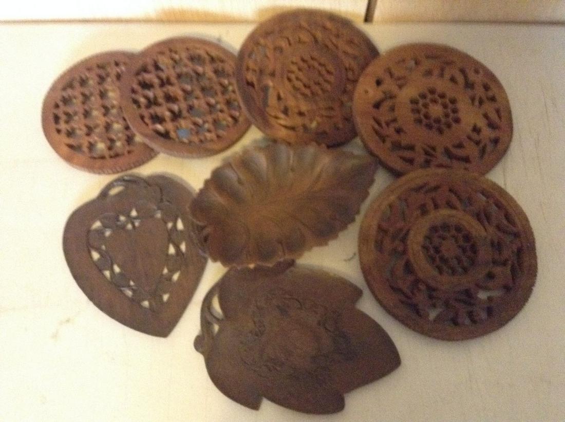 hand carved wooden trivets: hand carved wooden trivets