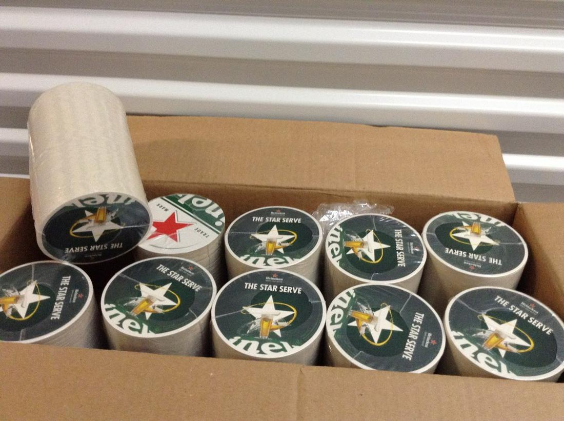 case full of Heineken new sealed coasters: case full of Heineken new sealed coasters