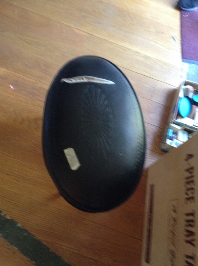 mcm leather stool has rip: mcm leather stool has rip