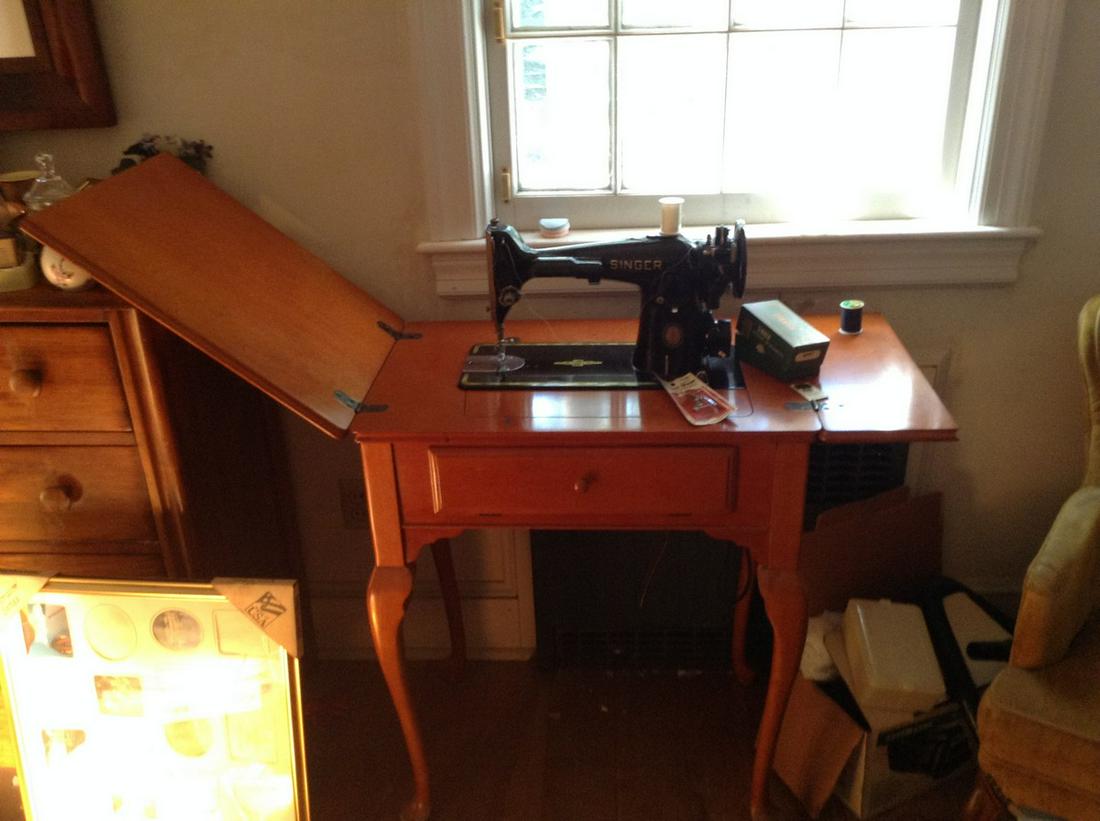 singer sewing machine and table: singer sewing machine and table