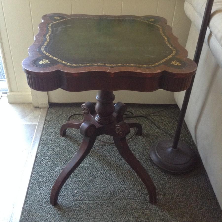 Leather Top 1920 side table: 22 x 22