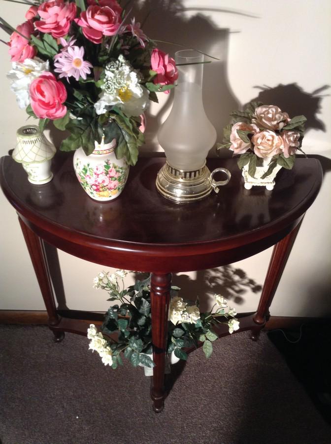 Half moon hallway table: 27" across