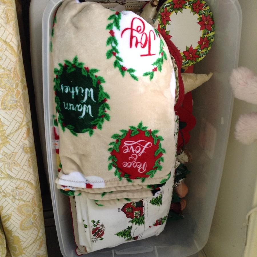 Tub of Christmas Table clothes ; napkins and more (1 of 1)