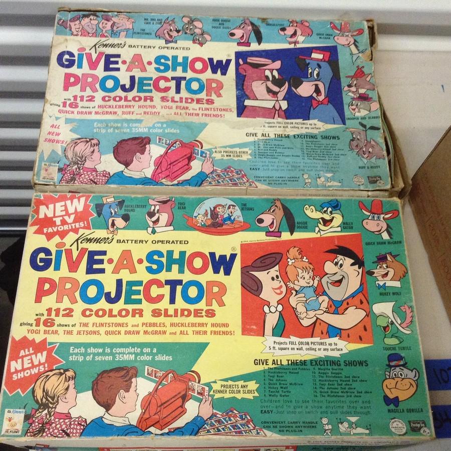 two cartoon giver show projectors: two cartoon giver show projectors