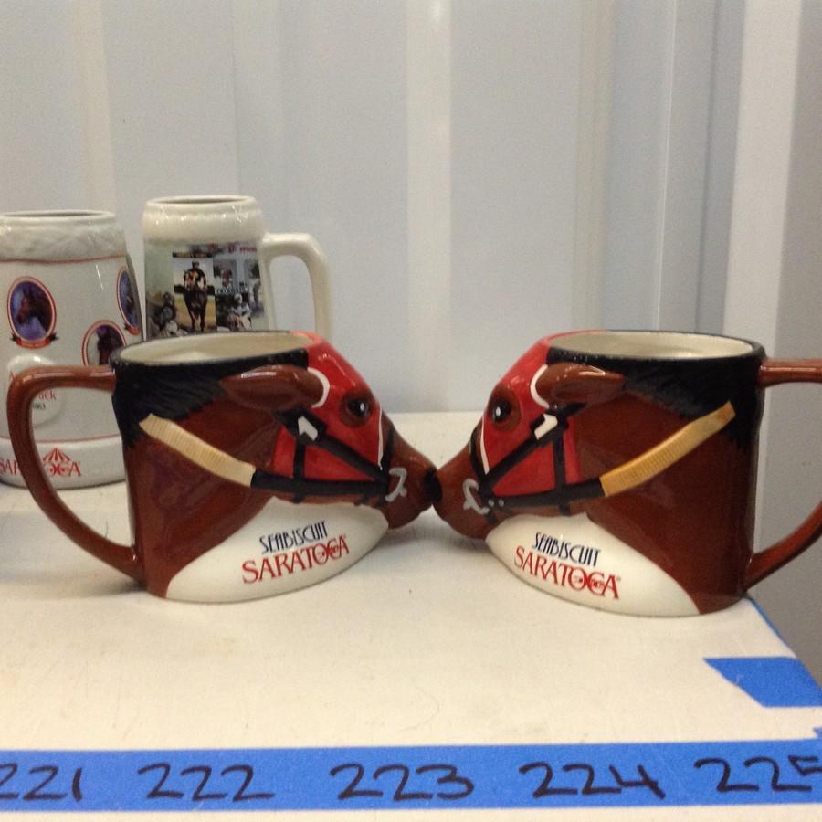 lot of two Seabiscuit Saratoga mugs: lot of two Seabiscuit Saratoga mugs