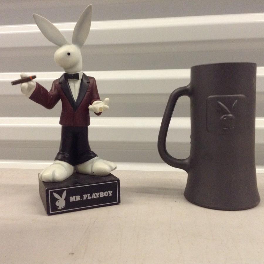 playboy bunny statue and mug: playboy bunny statue and mug