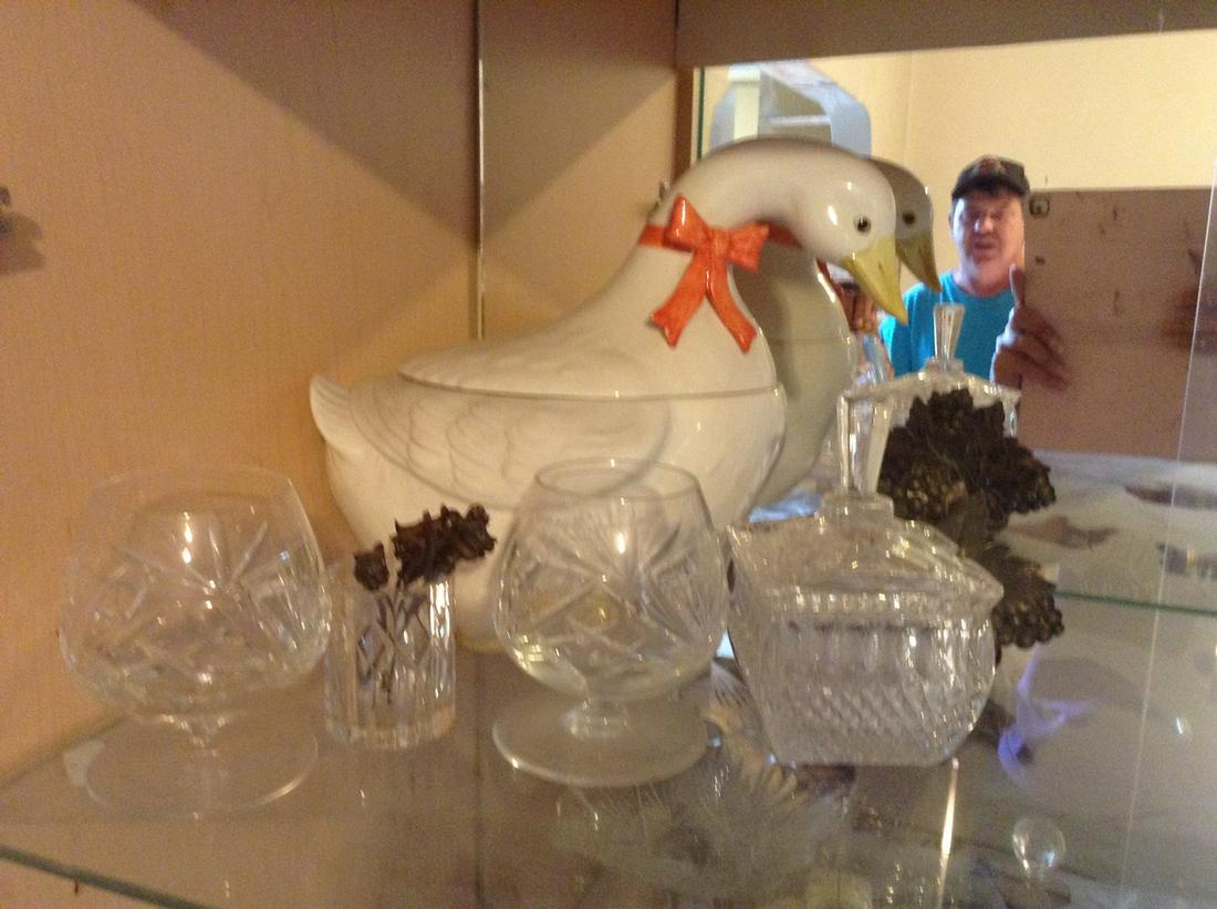 ceramic goose and crystal pieces (1 of 1)