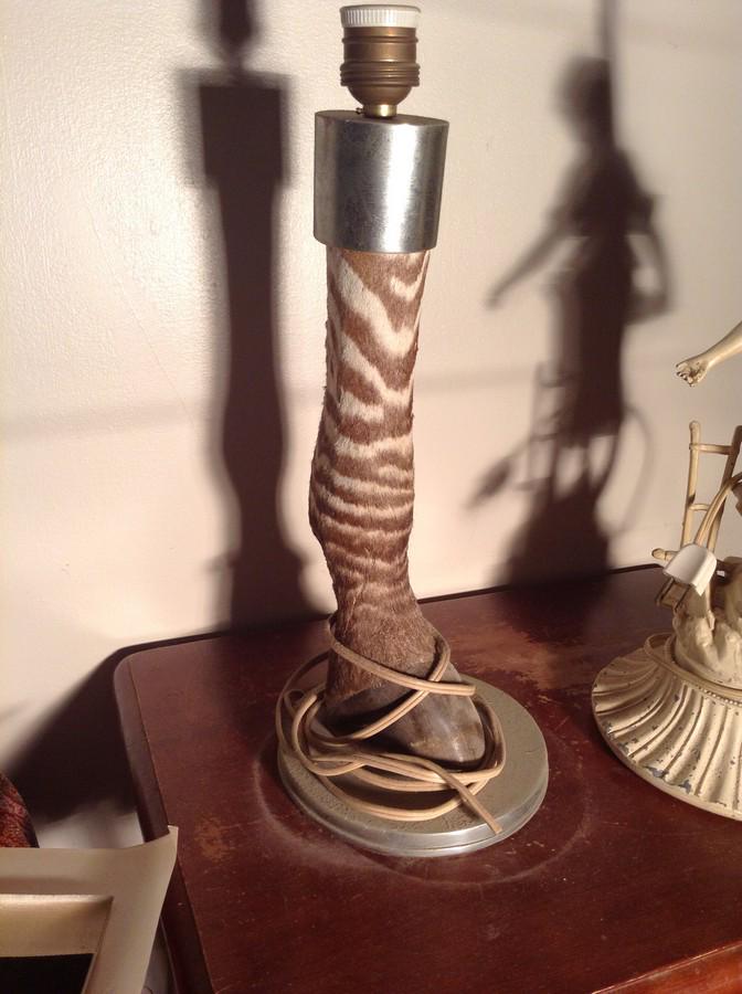 real African zebra foot lamp 19" tall (1 of 1)