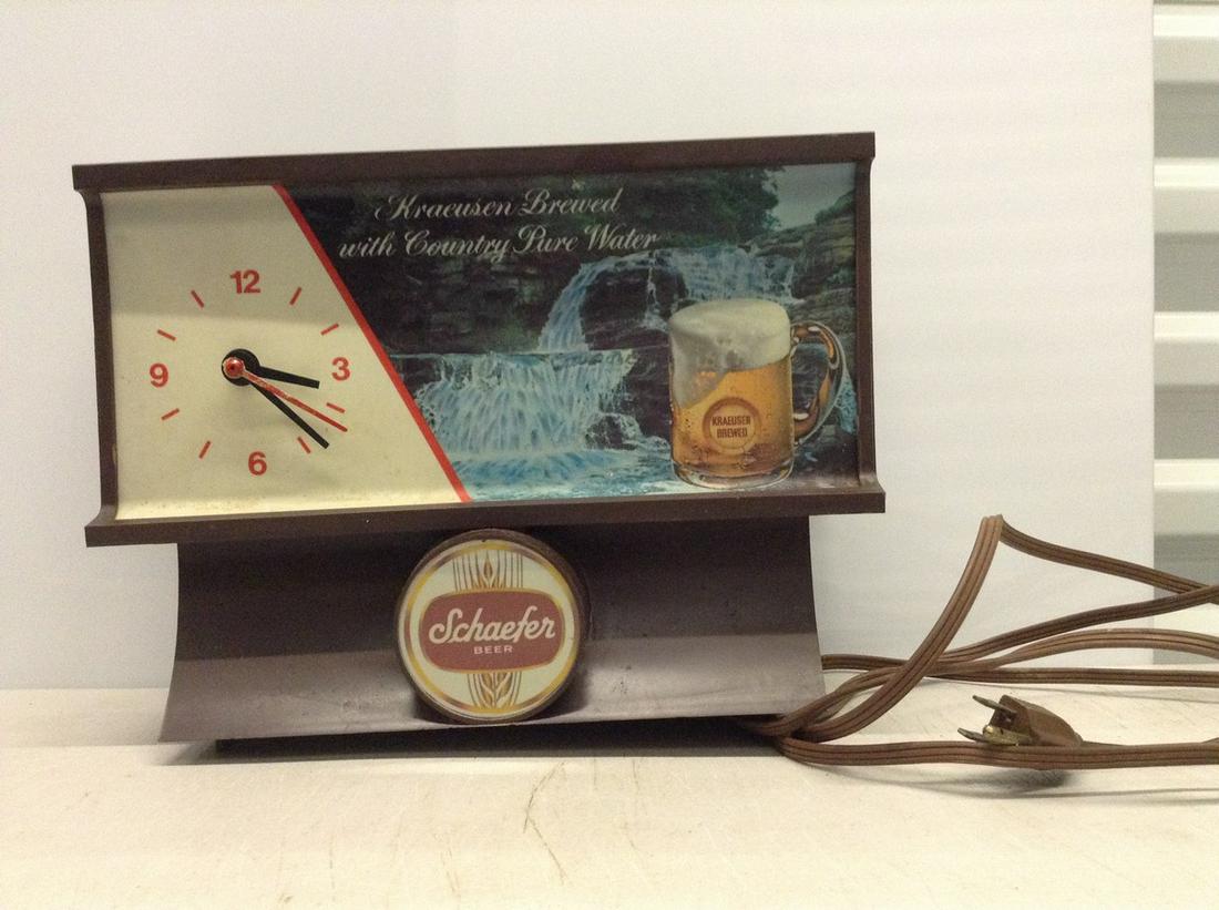 Schafer Beer advertisement sign with working clock 12x9 (1 of 1)