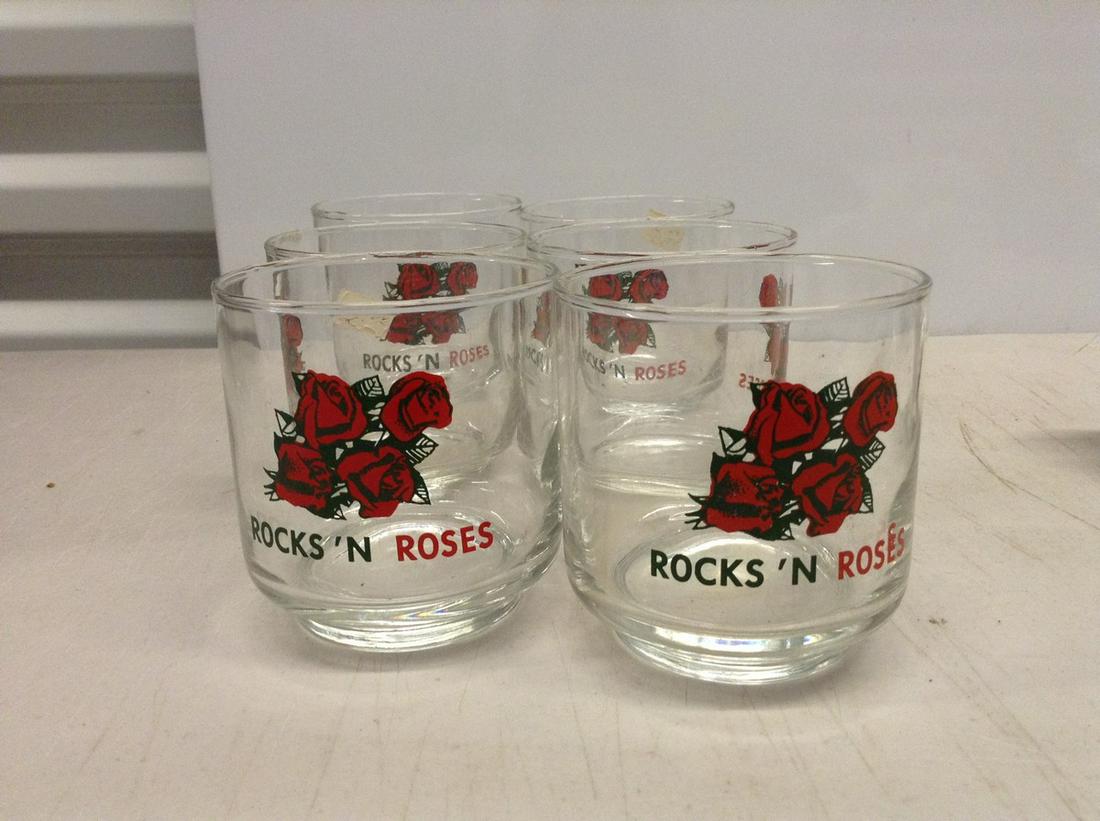 lot of six rocks and roses liquor glasses: lot of six rocks and roses liquor glasses