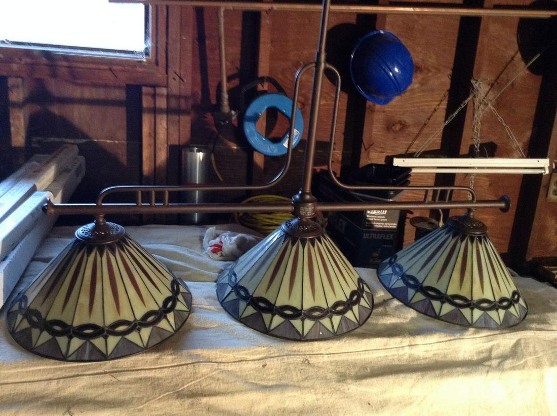 3 light pool table light w/ slag shades (1 of 1)