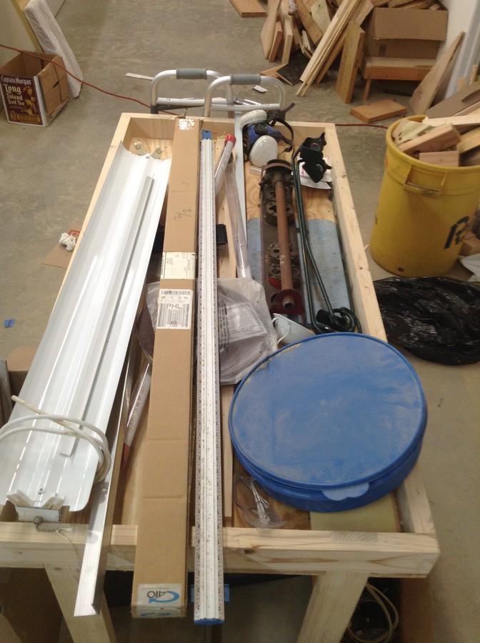 contents of work bench with pipe threading dyes (1 of 1)