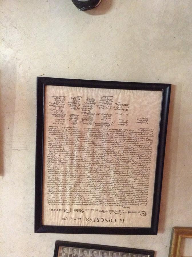 Framed declaration of Independence (1 of 1)