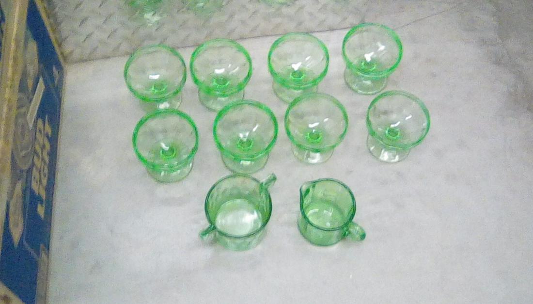 lot of green depression cups: lot of green depression cups