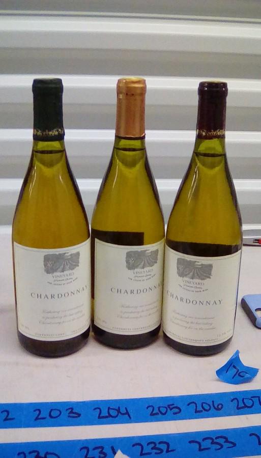 lot of three Vineyard Chardonnay bottles: lot of three Vineyard Chardonnay bottles