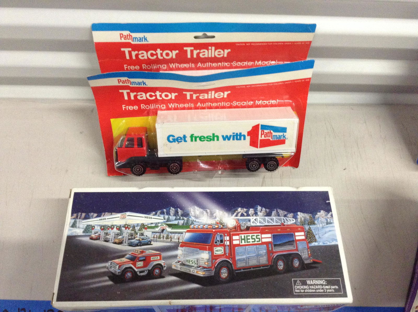 lot of two Pathmark diecast trucks and Hess truck (1 of 1)