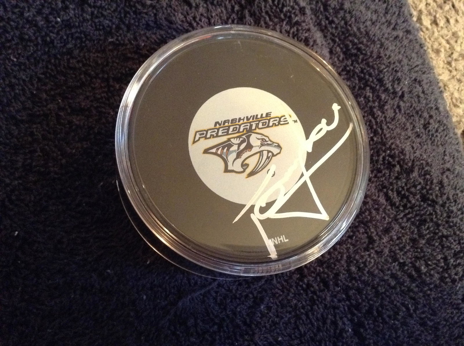 Nashville Predators Tomas Vokoun signed hockey puck: Nashville Predators Tomas Vokoun signed hockey puck