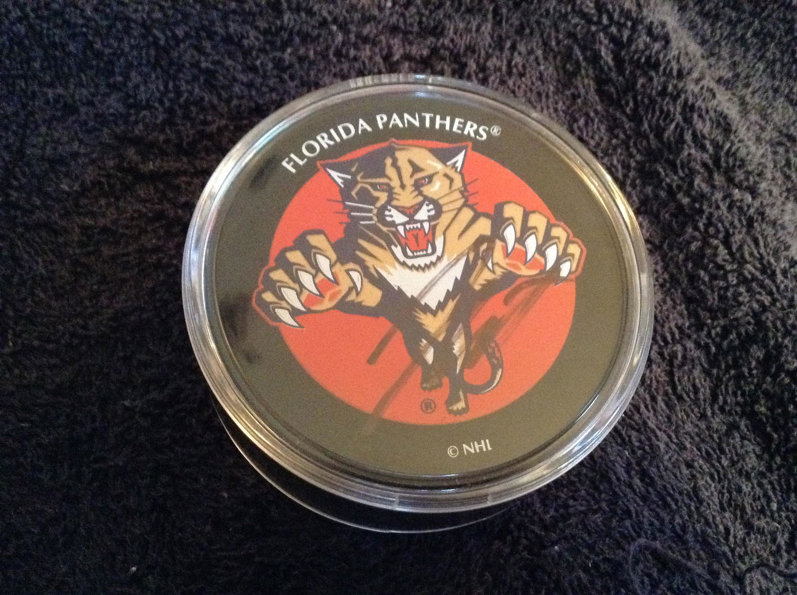 Florida Panthers Jay Bouwmesster signed hockey puck (1 of 1)