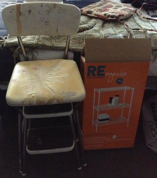 MCM kitchen step stool / shelving unit (1 of 1)