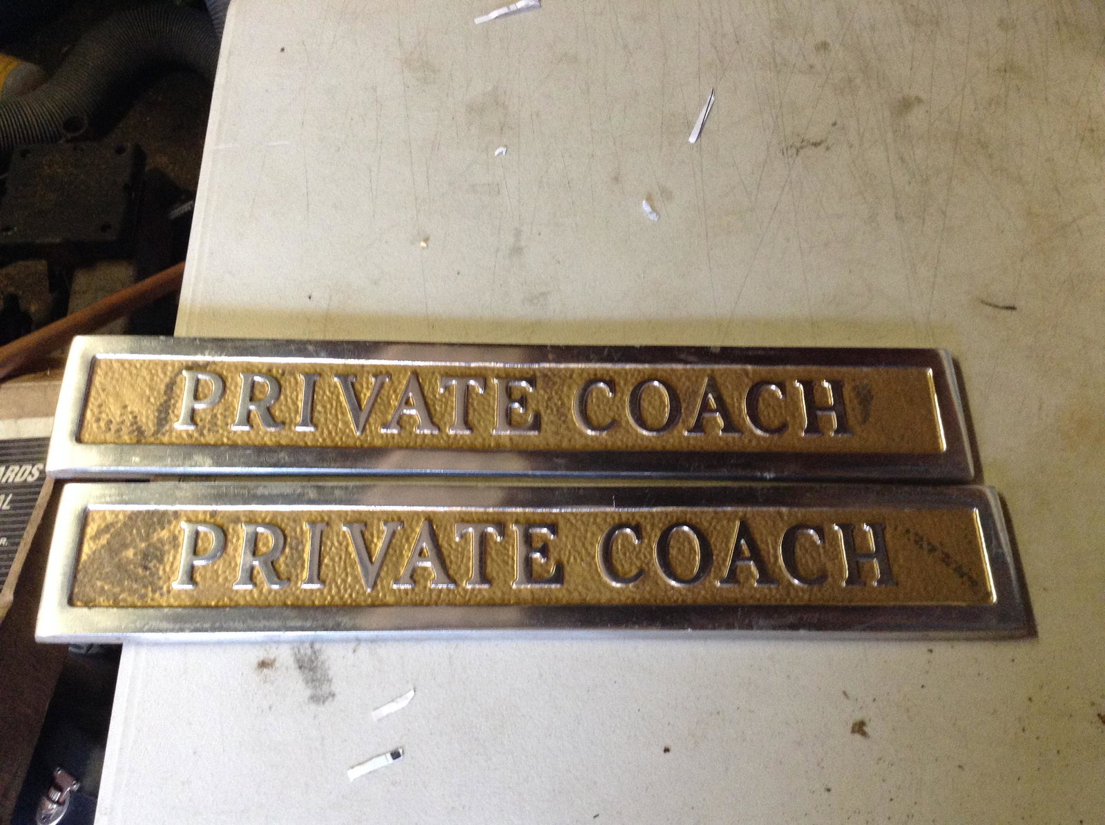 2 Metal private coach signs: 2 Metal private coach signs