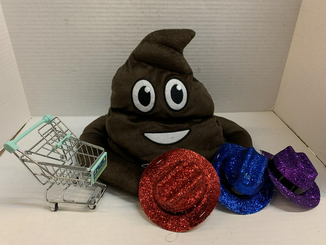 Poop Hat, 3 Cowboy Hats, Small Shopping Cart: Poop Hat, 3 Cowboy Hats, Small Shopping Cart