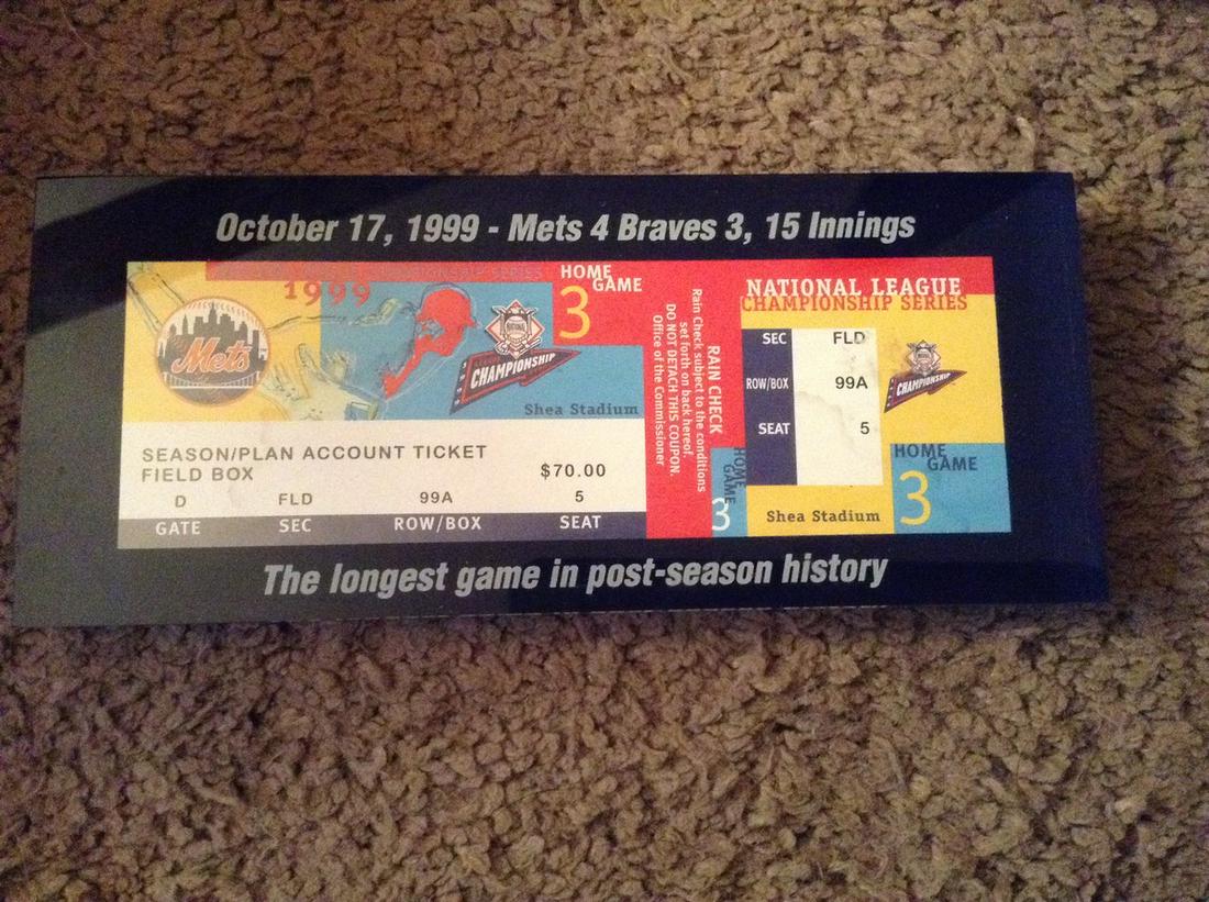 Longest game in post-season history Mets game ticket (1 of 1)