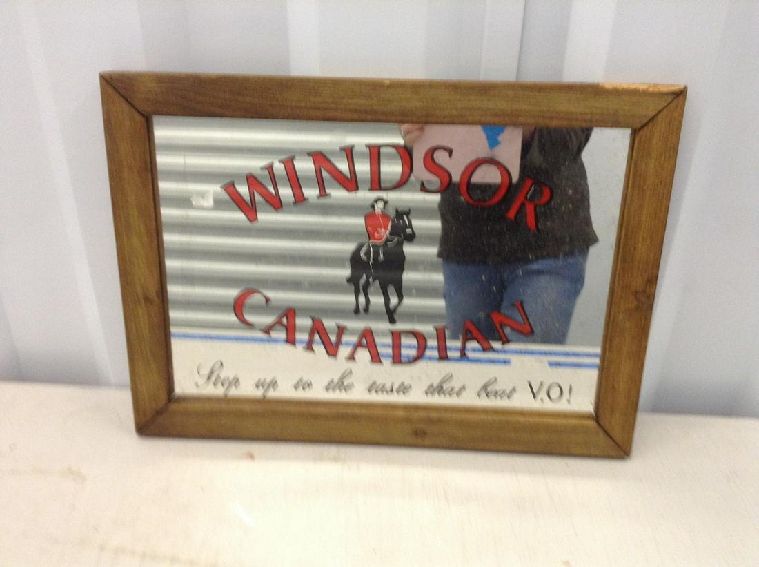 Windsor Canadian advertisement mirrored sign 20 1/2 x: Windsor Canadian advertisement mirrored sign 20 1/2 x 14 1/2