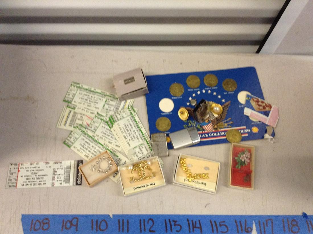 Vintage concert tickets, tokens, lighters, jewelry and: Vintage concert tickets, tokens, lighters, jewelry and more
