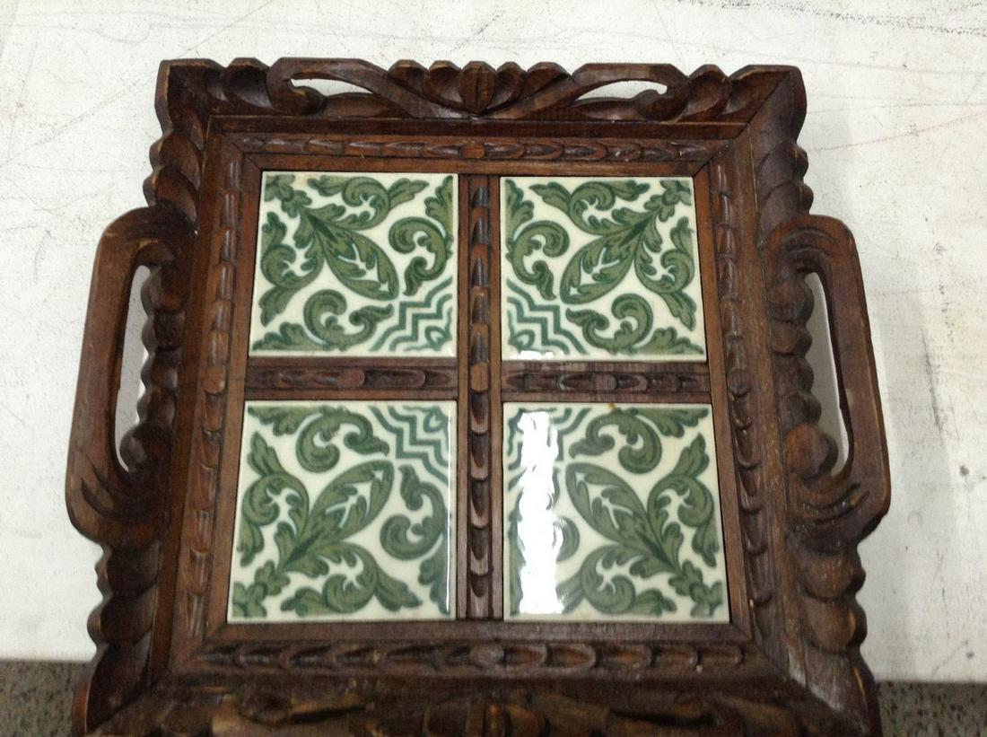 mcm tile and carved tray 15x14: mcm tile and carved tray 15x14