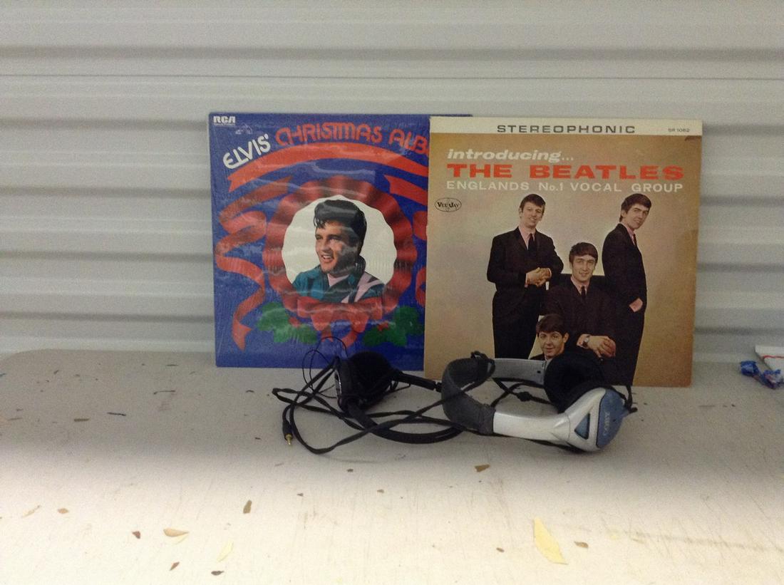 Beatle album and Elvis album and lot of two headphones Jan 28, 2020