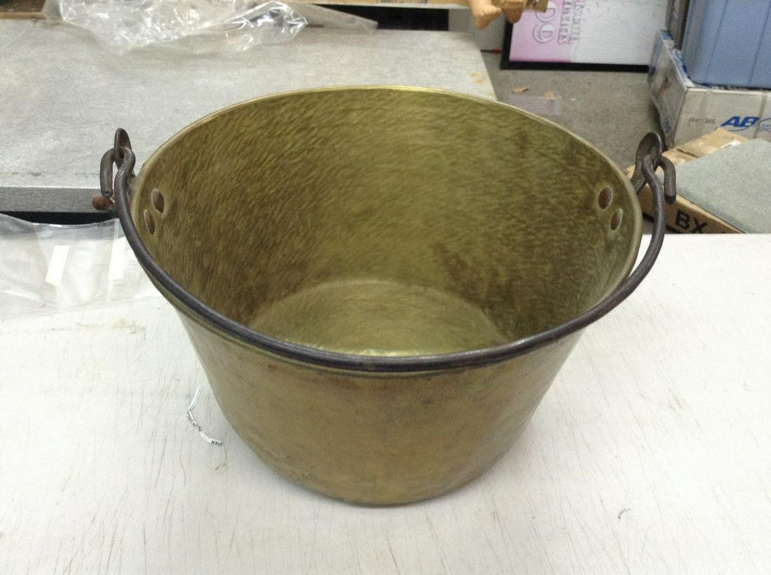 large brass bucket with wrought iron handle (1 of 1)