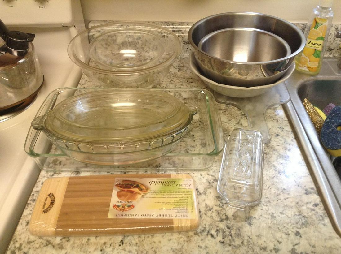 early Pyrex and stainless steel: early Pyrex and stainless steel