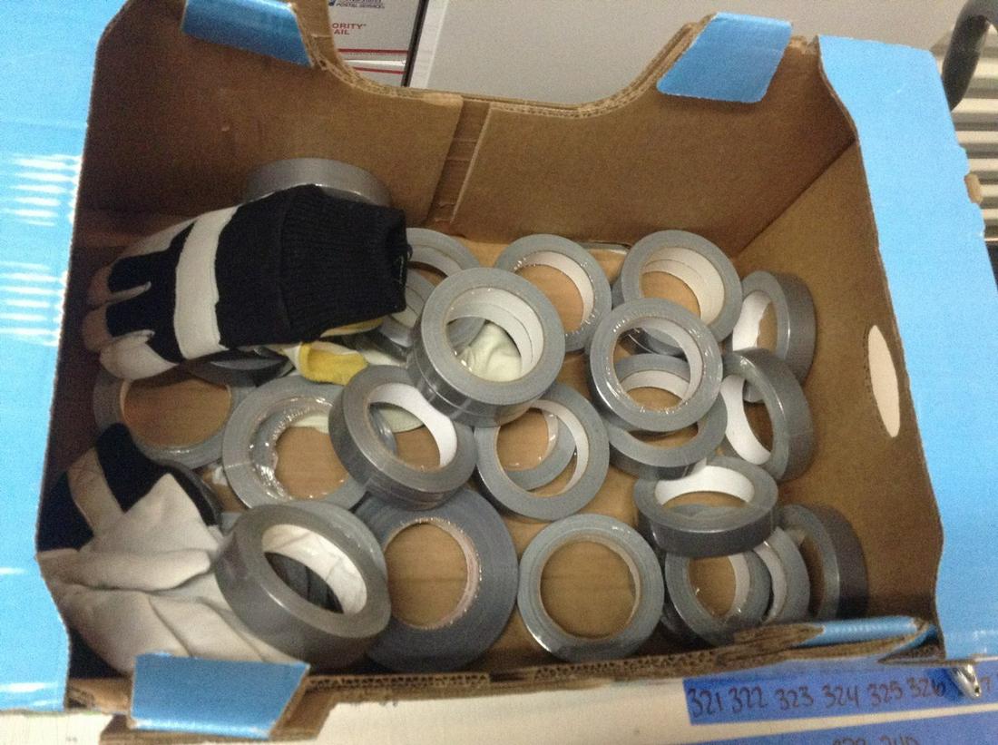 huge amount of duct tape and work gloves: huge amount of duct tape and work gloves