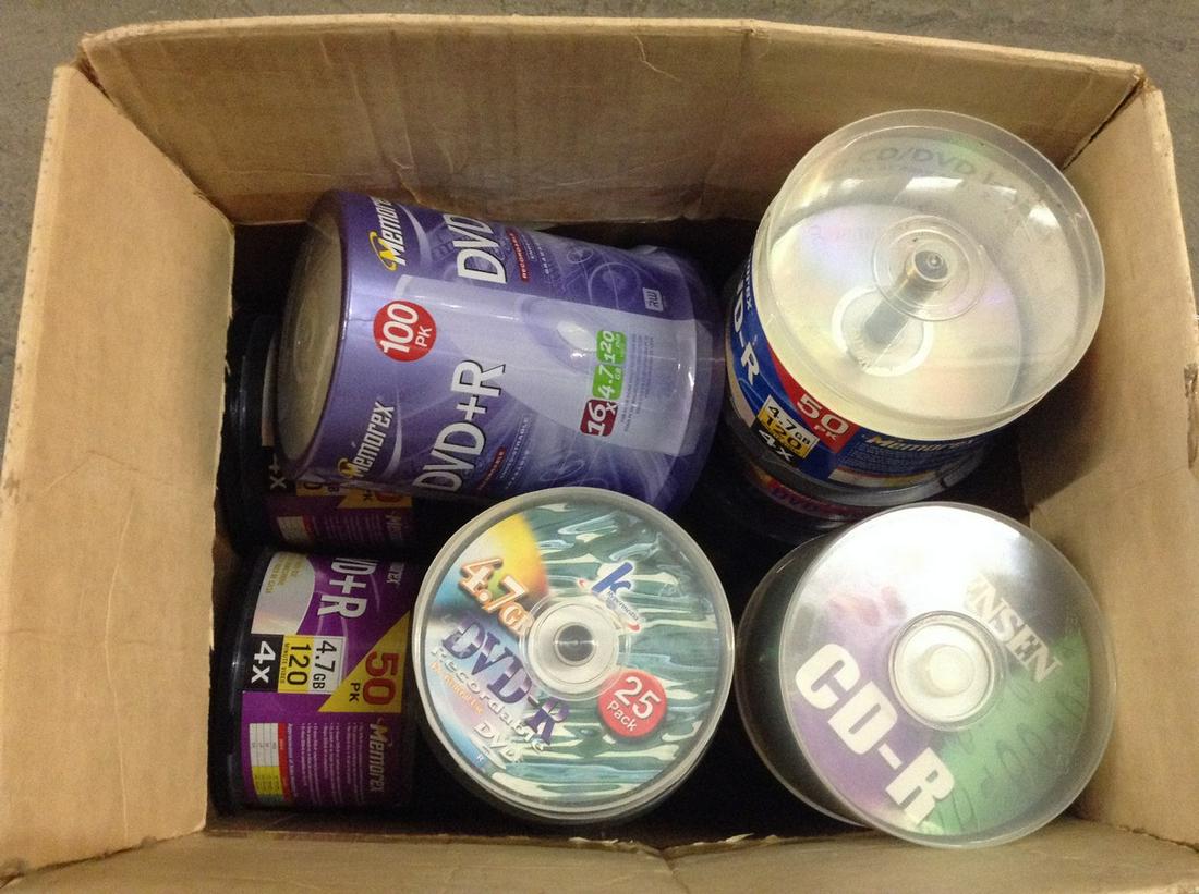 box full of DVDs CDs unused (1 of 1)