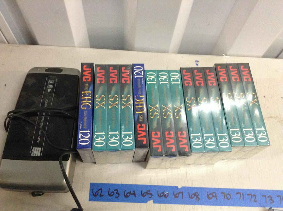 jvc unused vhs tapes and vhs automatic rewinder (1 of 1)