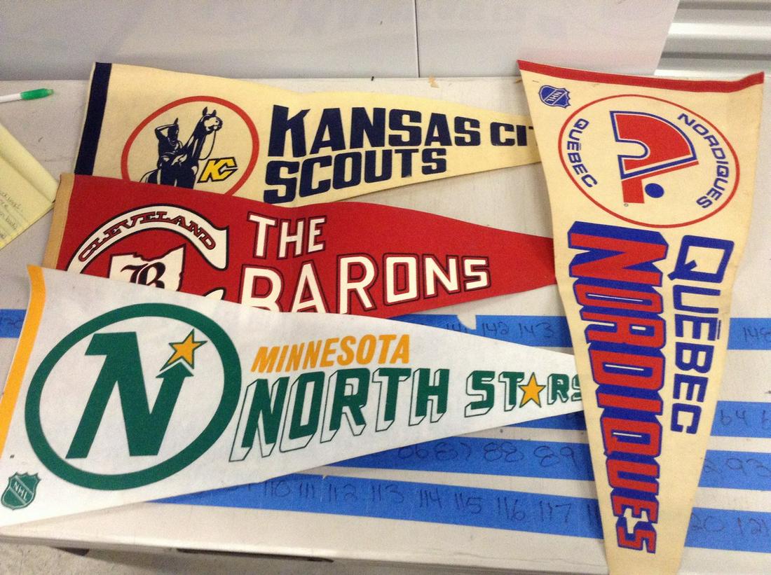 4 vintage NHL pennants: 4 vintage NHL pennants