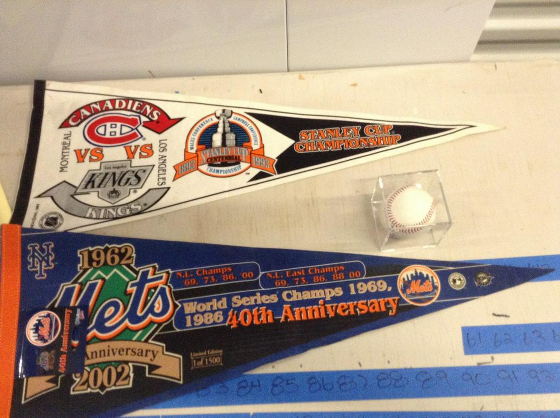 vintage met 1 of 1500 pennants, Stanley cup pennant and: vintage met 1 of 1500 pennants, Stanley cup pennant and baseball