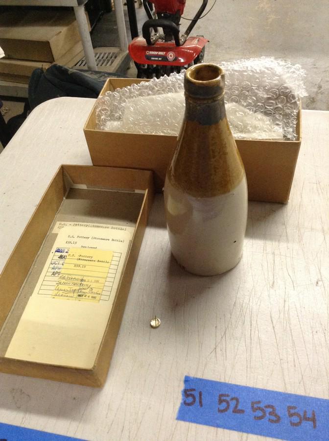 Newark museum stoneware bottle 9" tall: Newark museum stoneware bottle 9" tall