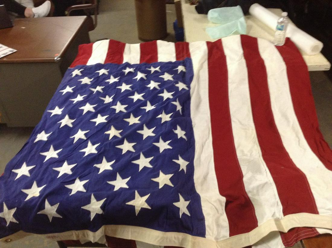 48 star American flag 53x104 very good condition made: 48 star American flag 53x104 very good condition made by valley forge flag company