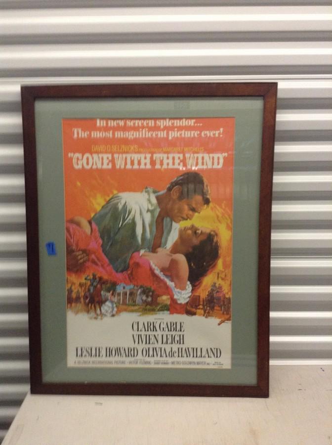 original gone with the wind framed poster 1939 26x34: original gone with the wind framed poster 1939 26x34