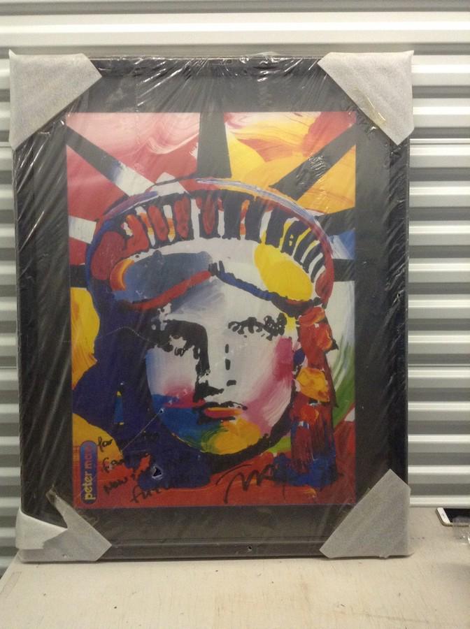 signed peter max print 1997 12x12 of statue of liberty: signed peter max print 1997 12x12 of statue of liberty