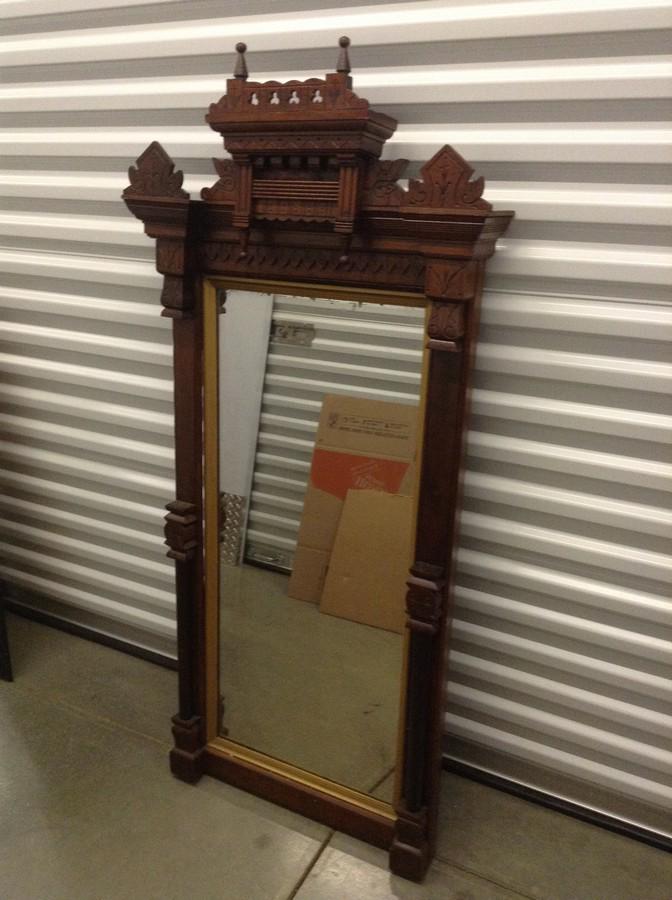hand carved hanging wall mirror 24x59: hand carved hanging wall mirror 24x59
