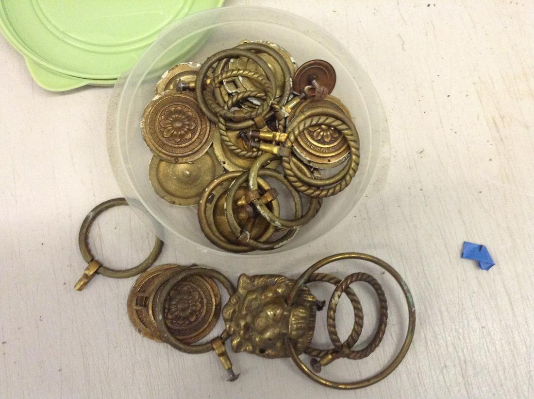 large lot of glass and brass draw pulls and more: large lot of glass and brass draw pulls and more
