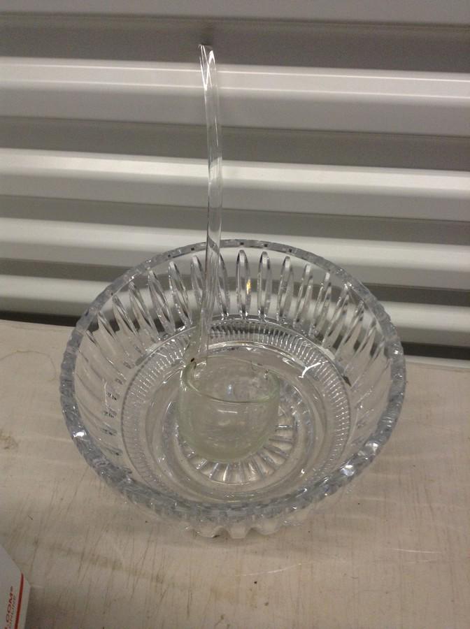hand blown glass ladle and leaded crystal bowl: hand blown glass ladle and leaded crystal bowl