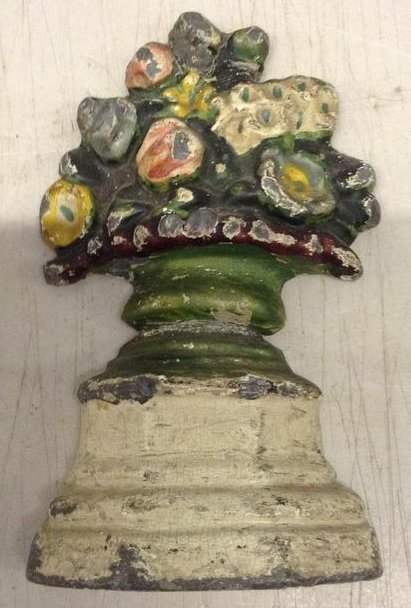 early cast iron flower basket door stop 6" long: early cast iron flower basket door stop 6" long