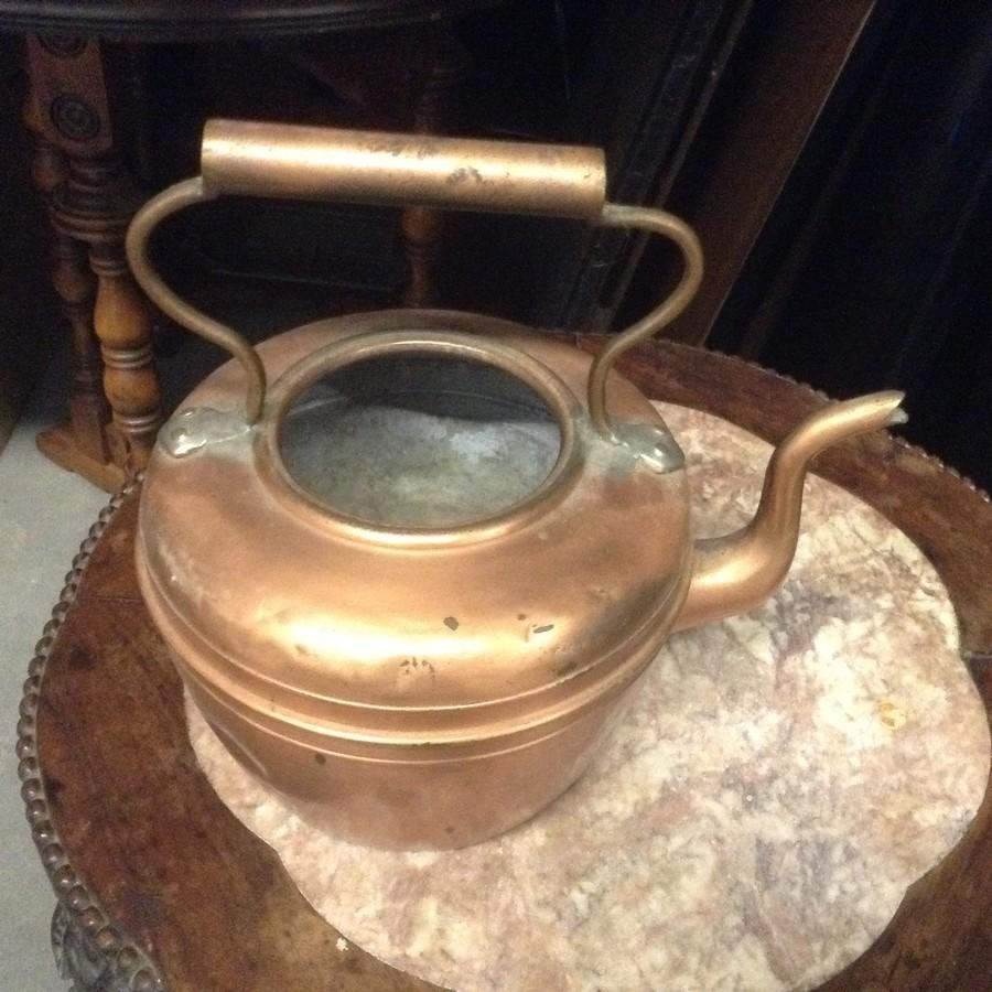 early copper tea kettle no top: early copper tea kettle no top