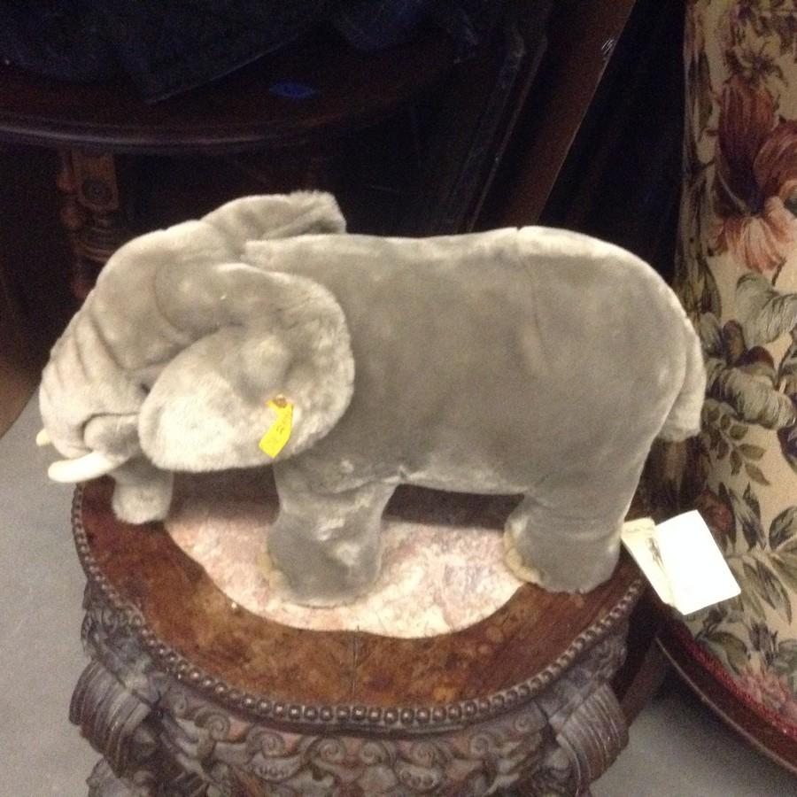 steiff with tag early elephant 18" long: steiff with tag early elephant 18" long