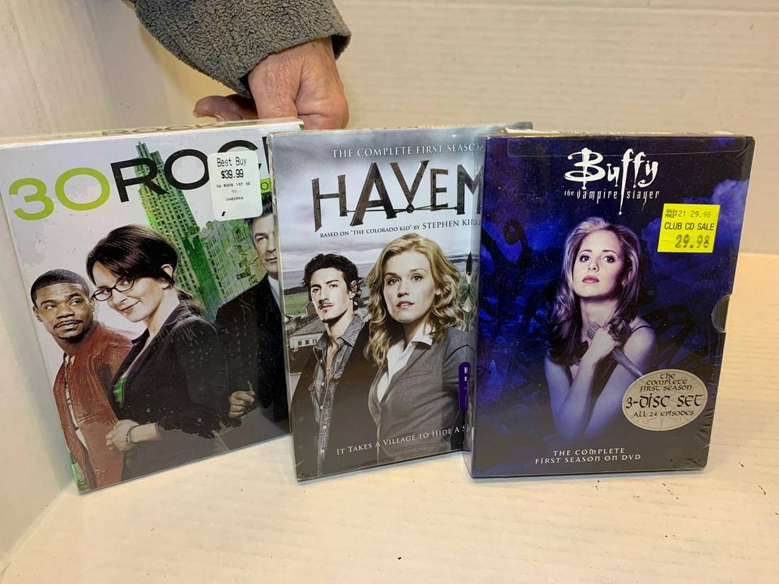 3 Box DVD Sets New in Plastic, Buffy 1st season, Haven: 3 Box DVD Sets New in Plastic, Buffy 1st season, Haven 1st season, 30 Rock season 1