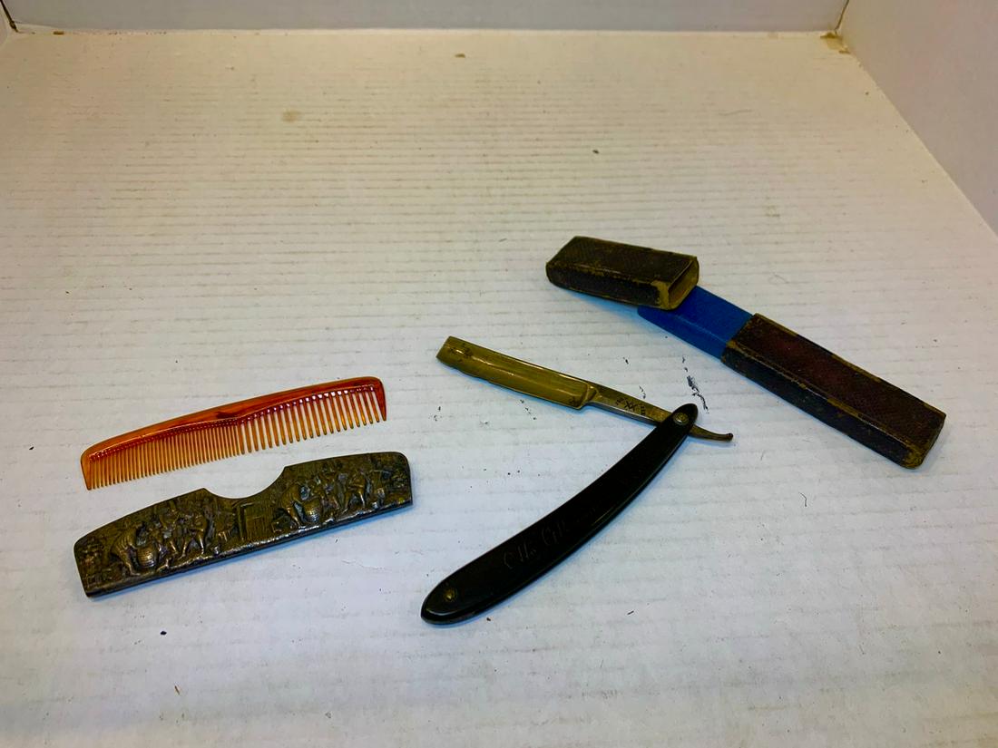 Vintage Shaving Knife / Vintage Comb and case: Vintage Shaving Knife / Vintage Comb and case