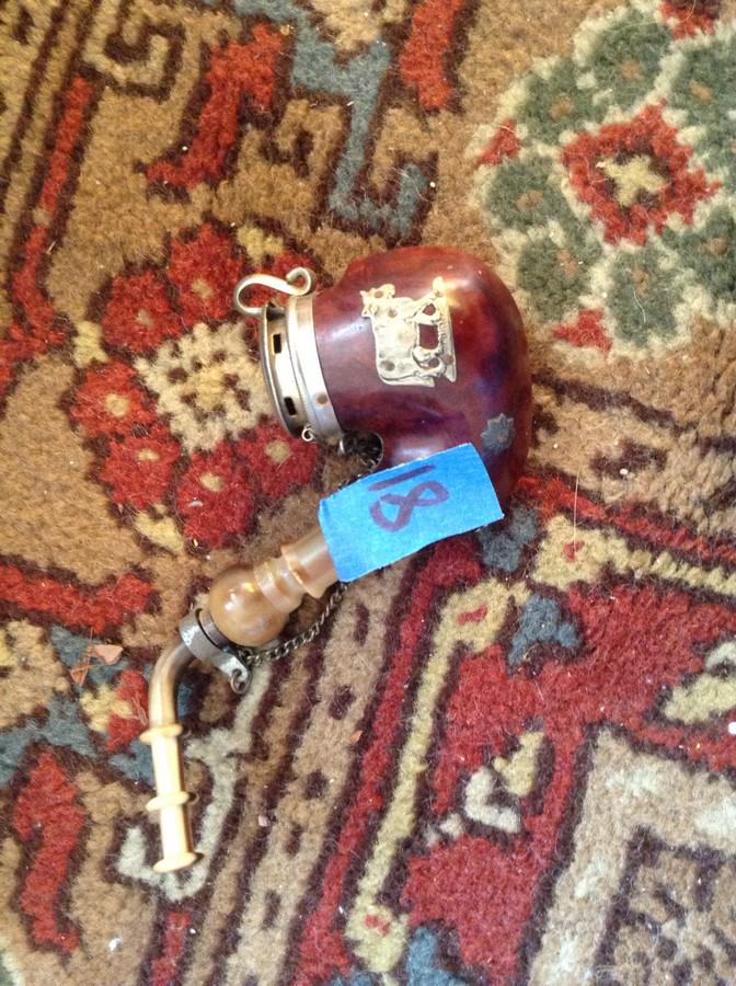 early swiss made hand carved inlaid smoking pipe (1 of 1)